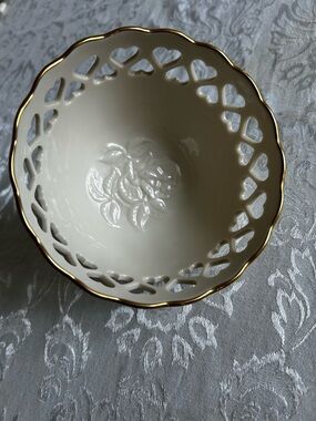 Lenox Ivory Ceramic Decorative Bowl with Gold Trim Vintage